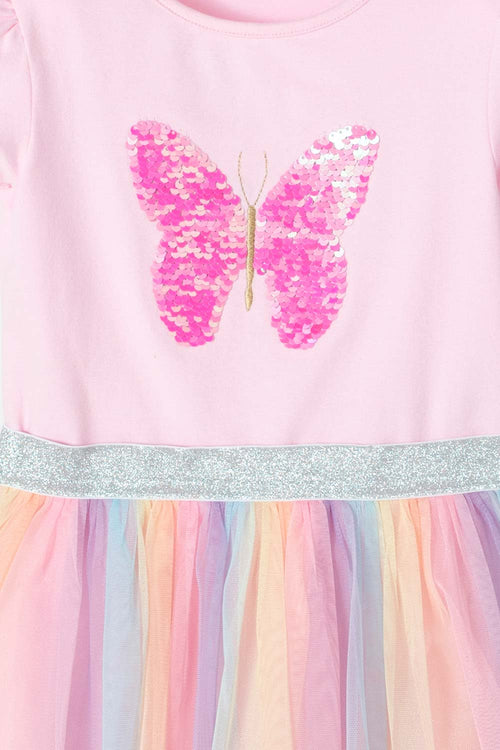 VESTIDO LITTLEMIC MULTICOLOR MANGA CORTA PARA NIÑA 2T A 5T