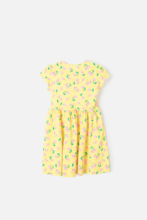 VESTIDO DE MIC CON MANGA CORTA AMARILLO PARA NIÑA
