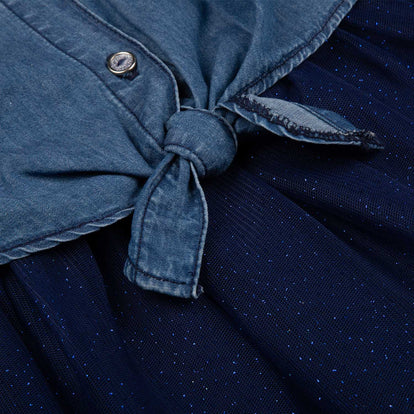 VESTIDO MIC MANGA SISA DENIM TONO MEDIO PARA NIÑA