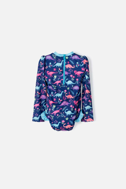 VESTIDO DE BAÑO LITTLEMIC MANGA LARGA MORADO PARA NIÑA 2T A 5T
