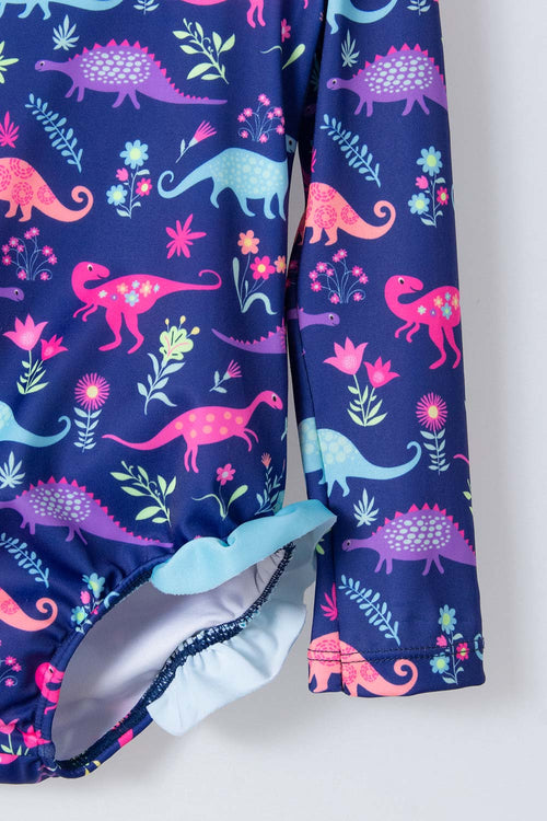 VESTIDO DE BAÑO LITTLEMIC MANGA LARGA MORADO PARA NIÑA 2T A 5T