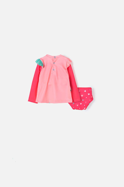 CONJUNTO DE BAÑO LITTLEMIC ESTAMPADO ROSADO PARA BEBÉ NIÑA