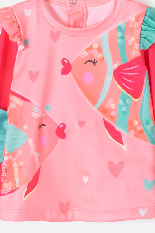 CONJUNTO DE BAÑO LITTLEMIC ESTAMPADO ROSADO PARA BEBÉ NIÑA