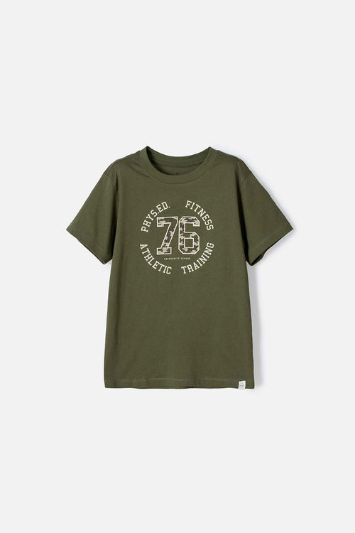 CAMISETA DE MIC MANGA CORTA VERDE MILITAR PARA NIÑO