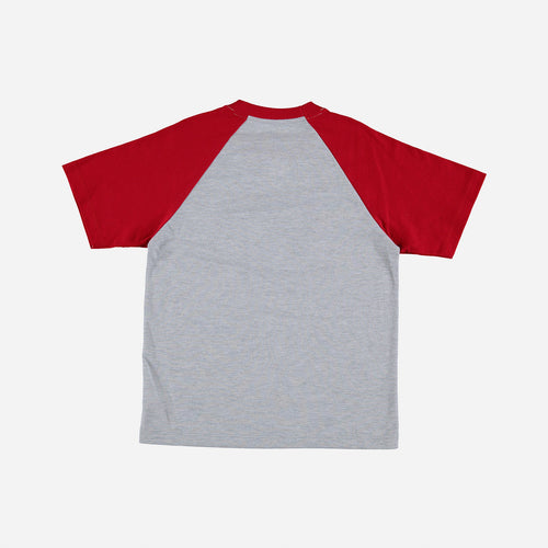 CAMISETA DE MIC MANGA CORTA GRIS Y ROJA PARA NIÑO