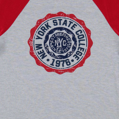 CAMISETA DE MIC MANGA CORTA GRIS Y ROJA PARA NIÑO