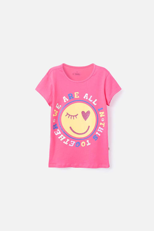 CAMISETA DE MIC MANGA CORTA ROSADA PARA NIÑA