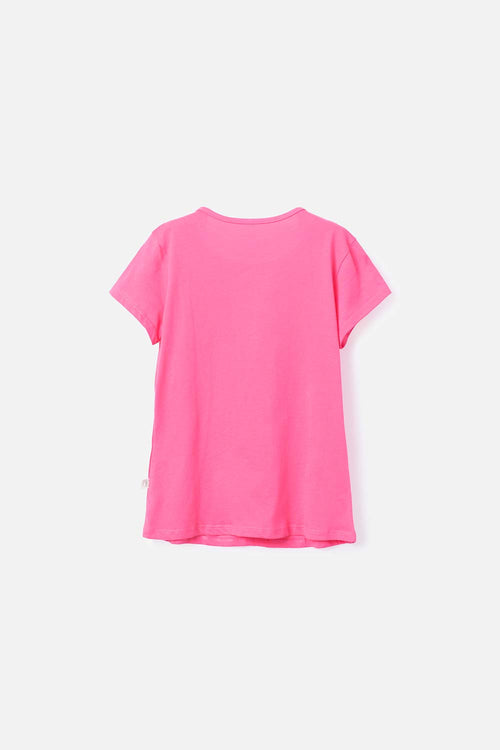 CAMISETA DE MIC MANGA CORTA ROSADA PARA NIÑA