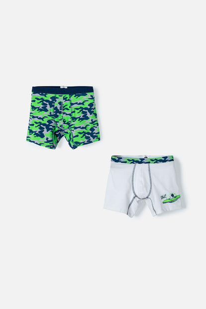 PACK X2 BOXER DE MIC BLANCO Y VERDE PARA NIÑO