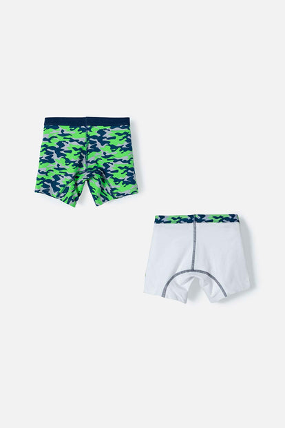 PACK X2 BOXER DE MIC BLANCO Y VERDE PARA NIÑO