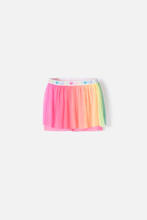 FALDA LITTLEMIC CON SHORT MULTICOLOR PARA NIÑA 2T A 5T