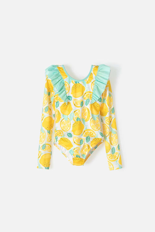 VESTIDO DE BAÑO MIC MANGA LARGA AMARILLO PARA NIÑA