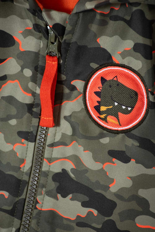 CHAQUETA DE LITTLEMIC CON CIERRE Y CHOMPA VERDE MILITAR  PARA BEBÉ NIÑO
