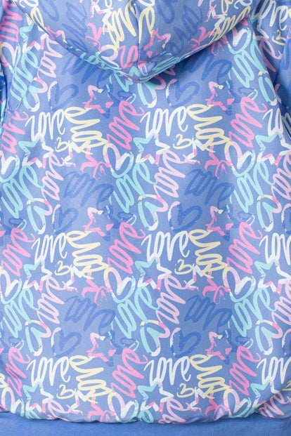 CHAQUETA DE MIC CON CIERRE Y CAPUCHA AZUL PARA NIÑA