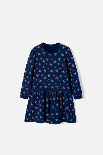 VESTIDO DE MIC MANGA LARGA AZUL PARA NIÑA