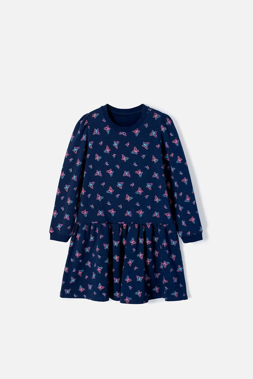 VESTIDO DE MIC MANGA LARGA AZUL PARA NIÑA