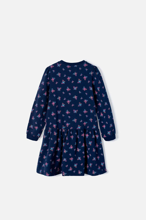VESTIDO DE MIC MANGA LARGA AZUL PARA NIÑA