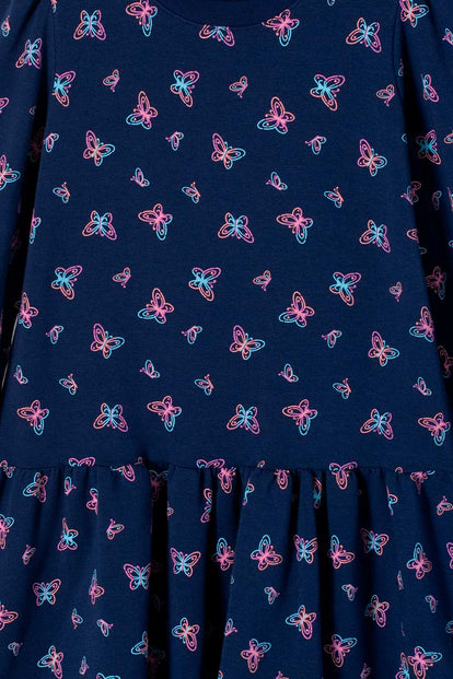 VESTIDO DE MIC MANGA LARGA AZUL PARA NIÑA