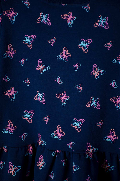 VESTIDO DE MIC MANGA LARGA AZUL PARA NIÑA