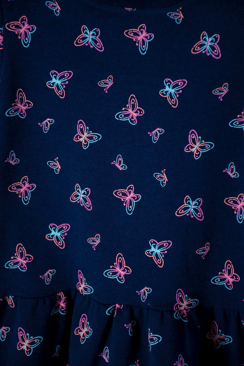 VESTIDO DE MIC MANGA LARGA AZUL PARA NIÑA