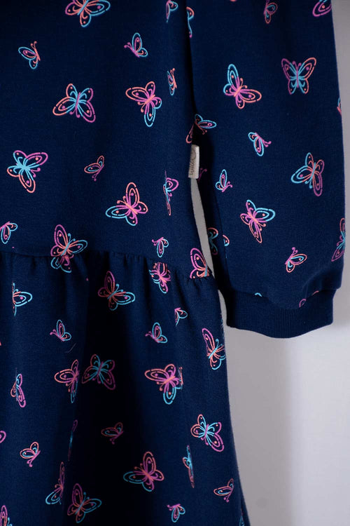 VESTIDO DE MIC MANGA LARGA AZUL PARA NIÑA