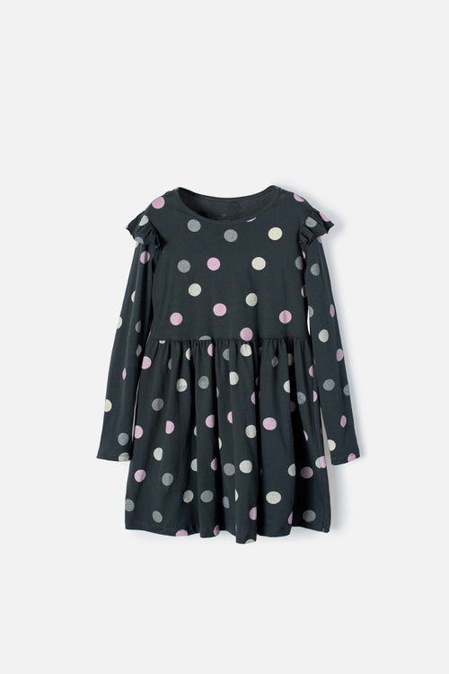 VESTIDO DE MIC MANGA LARGA GRIS PARA NIÑA