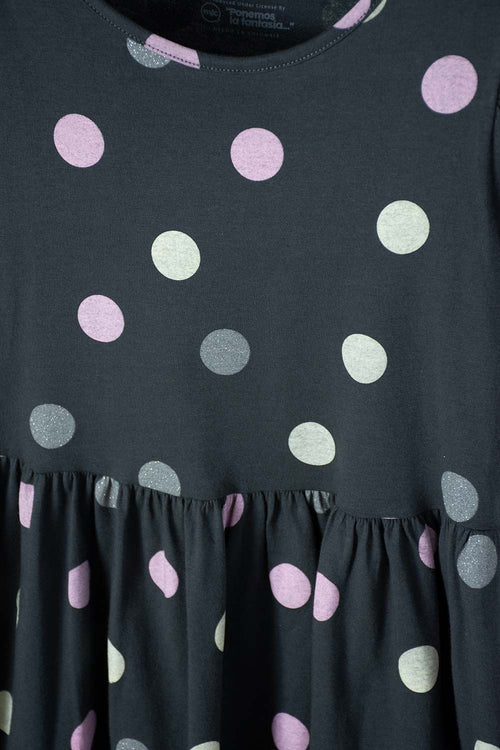 VESTIDO DE MIC MANGA CON BOLERO GRIS PARA NIÑA