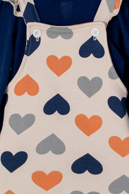 VESTIDO LITTLEMIC TIPO JARDINERA AZUL Y CAQUI PARA BEBÉ NIÑA