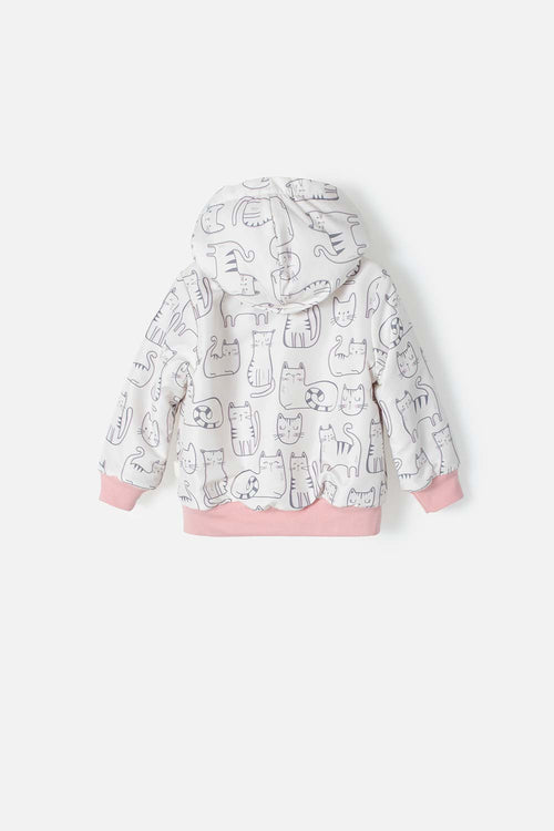 CHAQUETA DE LITTLEMIC CON CAPUCHA MARFIL Y PALO DE ROSA PARA BEBÉ NIÑA