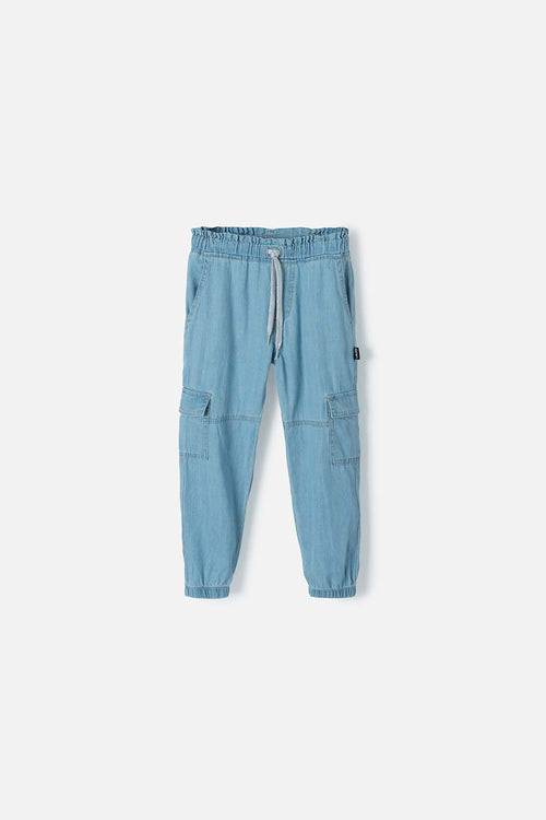 JOGGER LITTLEMIC CON CORDÓN AZUL CLARO PARA NIÑA 2T A 5T