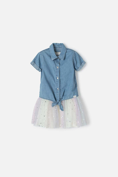 VESTIDO LITTLEMIC MULTICOLOR CON FALDA EN TULL PARA NIÑA 2T A 5T