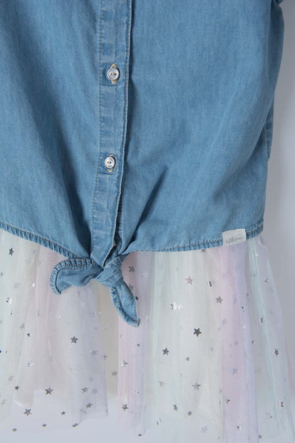 VESTIDO LITTLEMIC MULTICOLOR CON FALDA EN TULL PARA NIÑA 2T A 5T