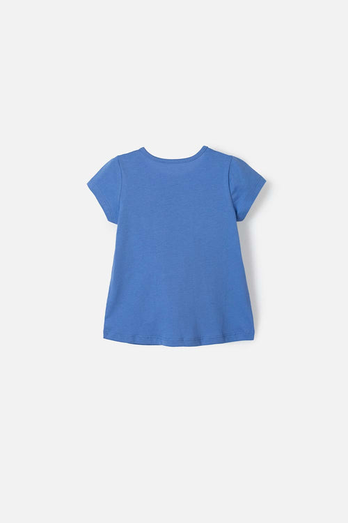 CAMISETA DE LITTLEMIC MANGA CORTA AZUL PARA NIÑA 2T A 5T