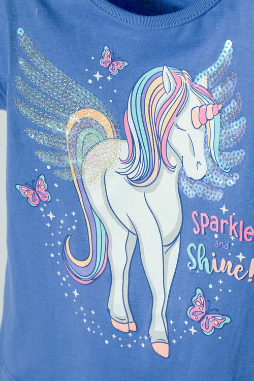 CAMISETA DE LITTLEMIC MANGA CORTA AZUL PARA NIÑA 2T A 5T