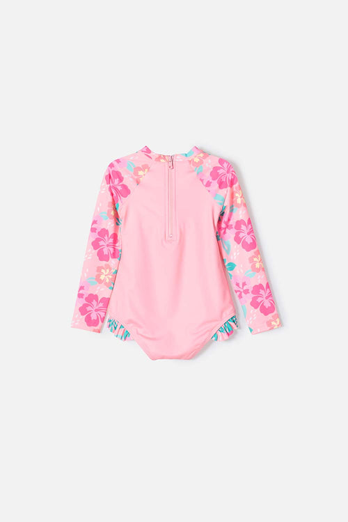 VESTIDO DE BAÑO LITTLEMIC MANGA LARGA MULTICOLOR PARA NIÑA 2T A 5T