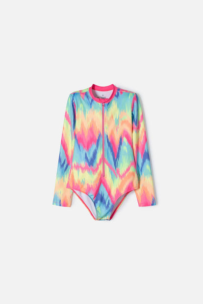 VESTIDO DE BAÑO MIC DE MANGA LARGA MULTICOLOR PARA NIÑA