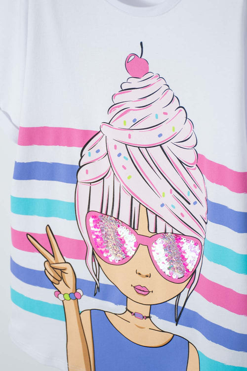 CAMISETA MIC BLANCA MANGA CORTA PARA NIÑA