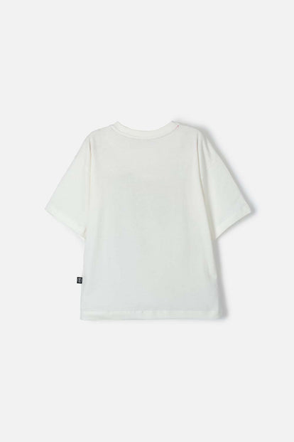 CAMISETA MIC DE MANGA CORTA MARFIL PARA NIÑA