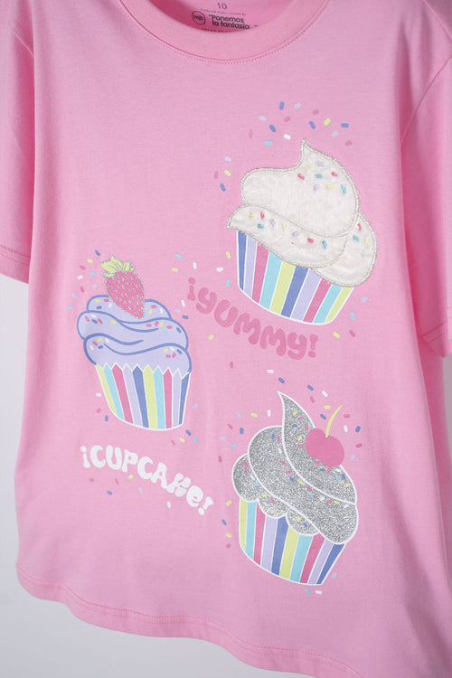 CAMISETA MIC ROSADA DE DISEÑO CLÁSICO PARA NIÑA