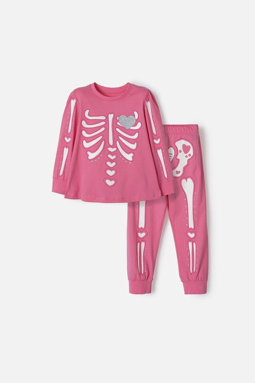 PIJAMA DE LITTLEMIC CON PANTALÓN LARGO ROSADO PARA NIÑA 2T A 5T