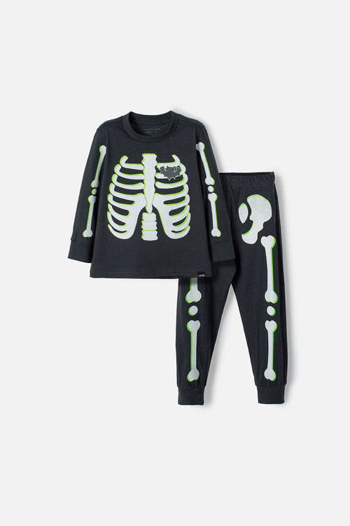 PIJAMA DE LITTLEMIC GRIS MANGA LARGA PARA NIÑO 2T A 5T