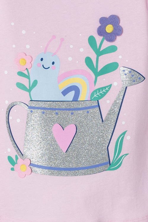 CAMISETA LITTLEMIC ROSADA CON ESTAMPADO EN FRENTE PARA NIÑA 2T A 5T