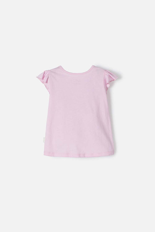 CAMISETA LITTLEMIC ROSADA CON ESTAMPADO EN FRENTE PARA NIÑA 2T A 5T