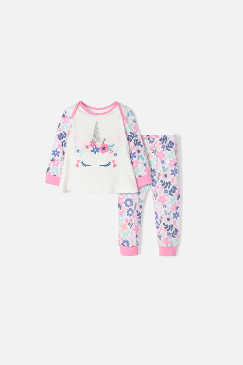 PIJAMA LITTLEMIC CON PANTALÓN LARGO MULTICOLOR PARA BEBÉ NIÑA