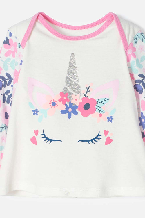 PIJAMA LITTLEMIC CON PANTALÓN LARGO MULTICOLOR PARA BEBÉ NIÑA