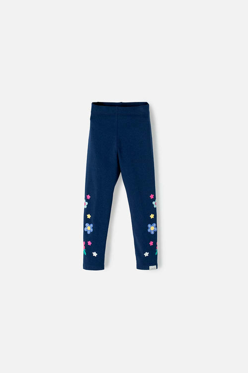 LEGGINGS AZUL CON FLORES PARA NIÑA 2T A 5T