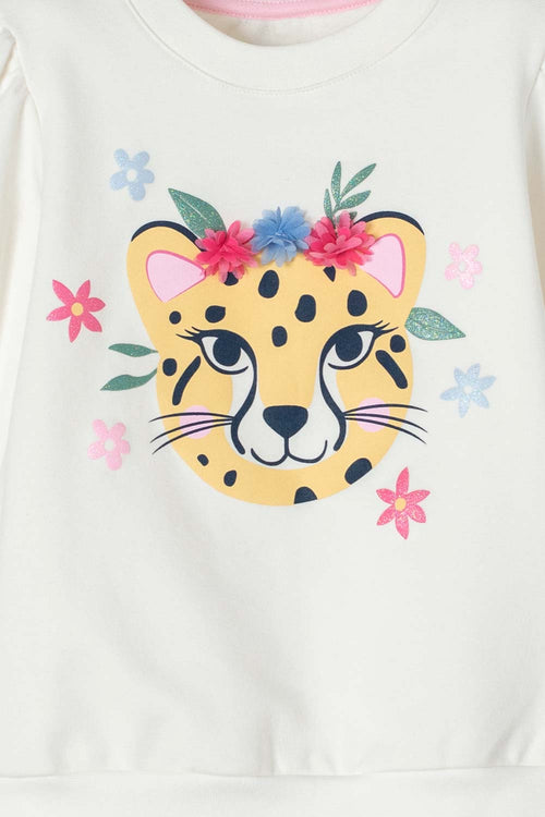 BUZO DE LITTLEMIC CERRADO MARFIL PARA NIÑA 2T A 5T