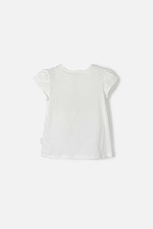 CAMISETA DE LITTLEMIC MANGA CORTA MARFIL PARA NIÑA 2T A 5T