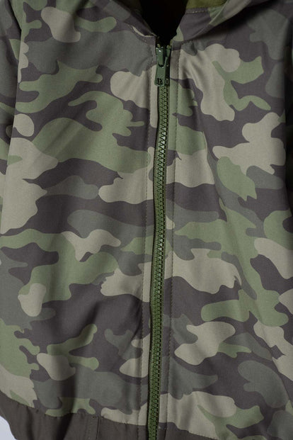 CHAQUETA LITTLEMIC CON CIERRE VERDE MILITAR NIÑO 2T A 5T