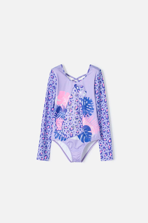 VESTIDO DE BAÑO MIC MANGA LARGA MORADO PARA NIÑA